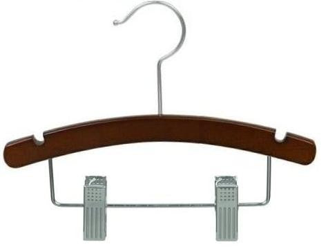 10" Notched Outfit Display Walnut/Chrome Wooden Baby Hanger