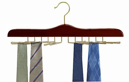 Never Slip Multi Tie Walnut Wooden Hanger