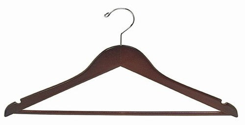 15" Petite & Small Walnut/Chrome Space Saver Smart Suit Hanger