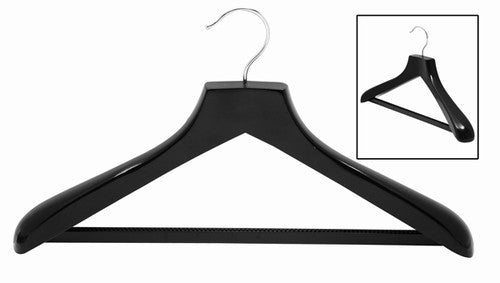 18" Ultimate Wide Black/Chrome Suit Hanger w/ Vinyl Non-Slip Pant Bar
