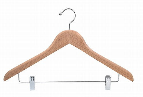 17" Aromatic Red Cedar Curved Luxury Suit Hanger w/ Clips