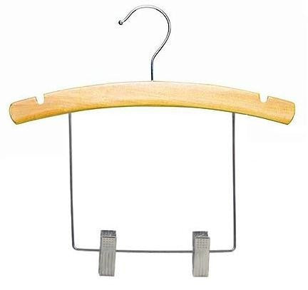 12" Notched Outfit Display Natural Wooden Children's Hanger