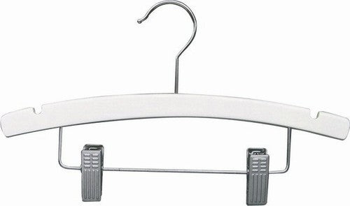 12" Notched Outfit Display Matte White Wooden Children's Hanger