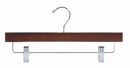 14" Secure Walnut/Chrome Pant & Skirt Hanger