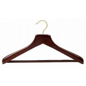 18" Ultimate Wide Walnut Suit Hanger w/ Vinyl Covered Pant Bar