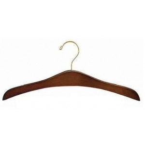 18.5 Extra Large Wooden Suit Hanger - Walnut Brown, Brass, Pant Bar