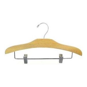 12" Elegant Outfit Display Natural Wooden Children's Hanger