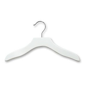 12" Curvy Matte White Wooden Children's Shirt/Coat Hanger