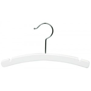 12" Notched Matte White Wooden Children's Shirt/Coat Hanger