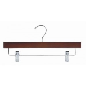 14" Secure Walnut/Chrome Pant & Skirt Hanger