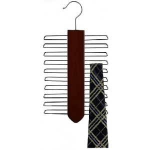 Space Saver Walnut/Chrome Wooden Tie Organizer