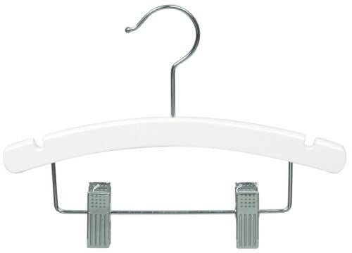 10" Notched Outfit Display Matte White Wooden Baby Hanger