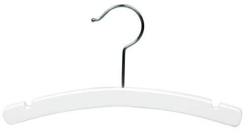 10" Notched Matte White Wooden Baby Shirt/Coat Hanger