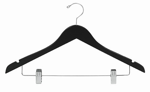 17" Space Saver Black/Chrome Hanger w/ Clips