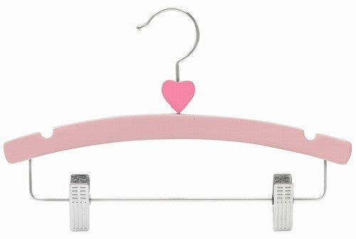 12" Decorator's Choice Pink Heart Outfit Display Wooden Children's Hanger