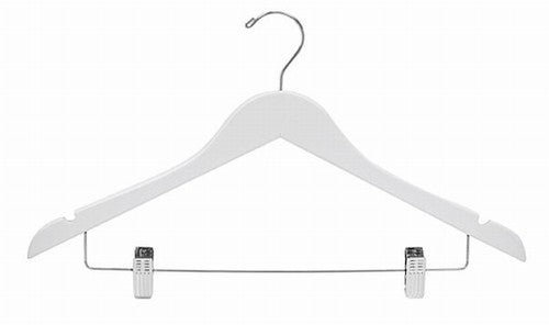 17" Space Saver White/Chrome Hanger w/ Clips