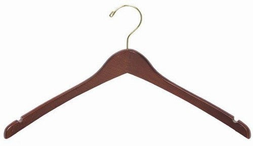 17" Curved Luxury Walnut Wooden Top Hanger
