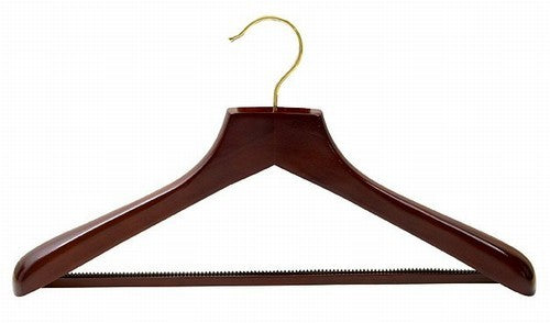 18" Ultimate Wide Walnut Suit Hanger w/ Vinyl Covered Pant Bar