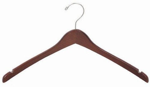 17" Curved Luxury Walnut/Chrome Wooden Top Hanger