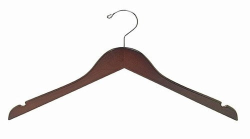 15" Petite & Small Walnut/Chrome Space Saver Smart Hanger