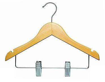 11" Notched Natural Wooden Children's Outfit Hanger