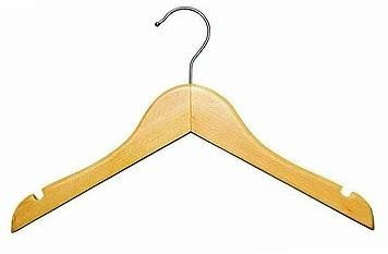 11" Classic Notched Natural Wooden Children's Shirt/Coat Hanger