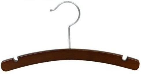 12" Notched Walnut/Chrome Wooden Children's Shirt/Coat Hanger