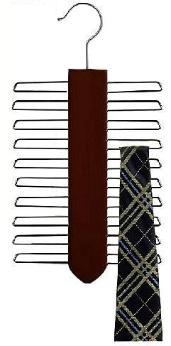 Space Saver Walnut/Chrome Wooden Tie Organizer