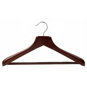 Ultimate Wide Walnut/Chrome Suit Hanger w/ Vinyl Covered Pant Bar Ultimate Wide Walnut/Chrome Suit Hanger w/ Vinyl Covered Pant Bar
