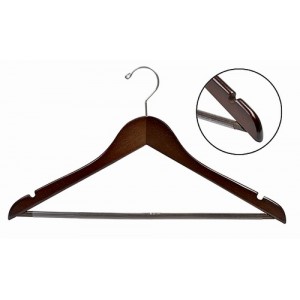 Space Saver Walnut/Chrome Smart Suit Hanger w/ Vinyl Covered Pant Bar