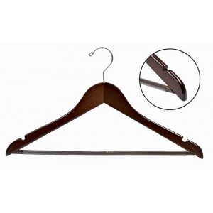 Space Saver Walnut/Chrome Smart Suit Hanger w/ Vinyl Covered Pant Bar Space Saver Walnut/Chrome Smart Suit Hanger w/ Vinyl Covered Pant Bar