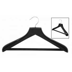 Ultimate Wide Black/Chrome Suit Hanger w/ Vinyl Covered Pant Bar Ultimate Wide Black/Chrome Suit Hanger w/ Vinyl Covered Pant Bar