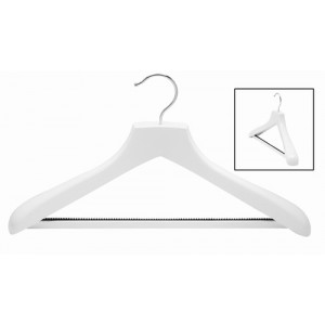 Ultimate Wide White/Chrome Suit Hanger w/ Vinyl Covered Pant Bar