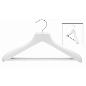 Ultimate Wide White/Chrome Suit Hanger w/ Vinyl Covered Pant Bar Ultimate Wide White/Chrome Suit Hanger w/ Vinyl Covered Pant Bar